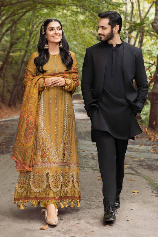 MARIA B 3PC EMBROIDERED DHANAK WITH PRINTED SHAWL