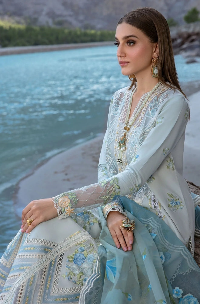 Crimson - 3PC Unstitched Linen Embroidered Boring Front with Printed Pashmina Wool Shawl and Trouser