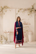 Vintage - 3PC DHANAK EMBROIDERED SHIRT WITH DHANAK SHAWL AND TROUSER (Unstitched)