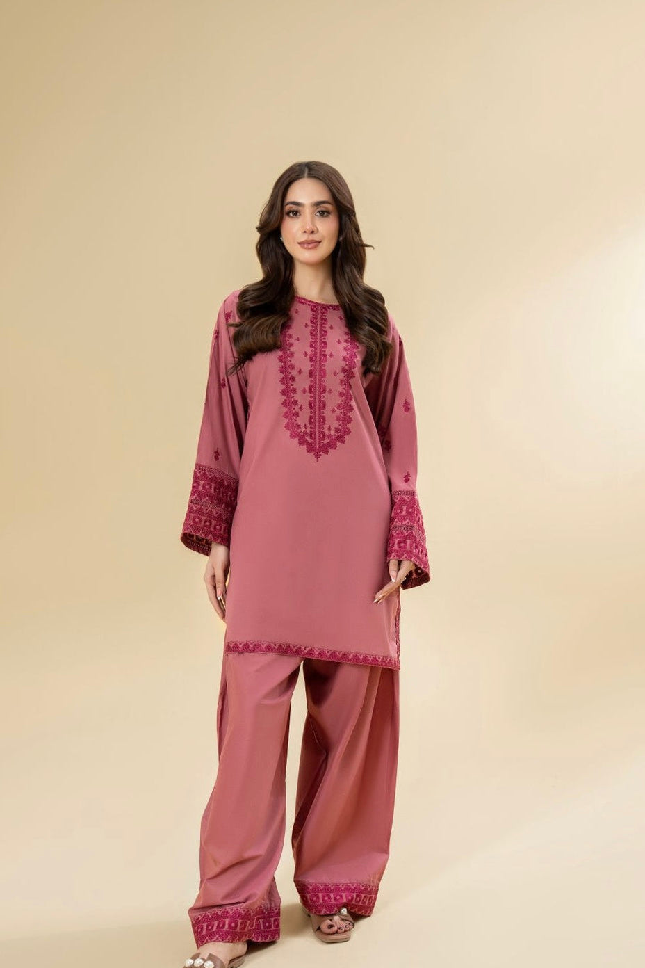 RUBY UNSTITCHED DHANAK 2PC WITH DHANAK EMBROIDERED TROUSER