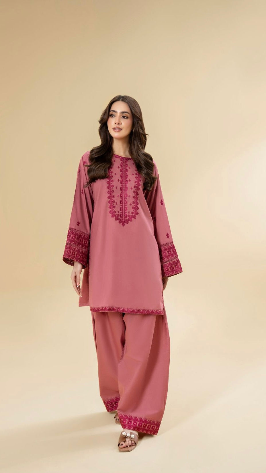 RUBY UNSTITCHED DHANAK 2PC WITH DHANAK EMBROIDERED TROUSER