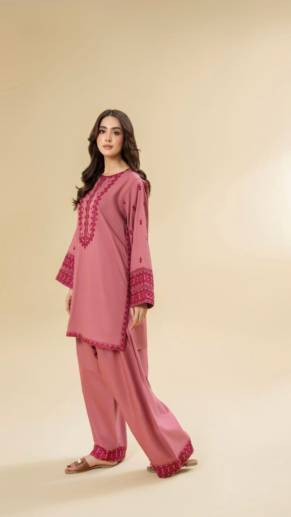 RUBY UNSTITCHED DHANAK 2PC WITH DHANAK EMBROIDERED TROUSER
