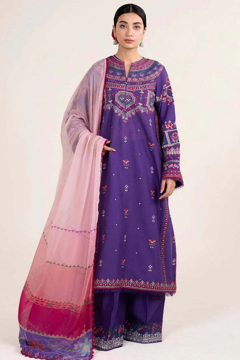 Zara Shahjahan - Unstitched Luxury Dhanak Heavy Embroidered 3PC Suit (SYT-120)