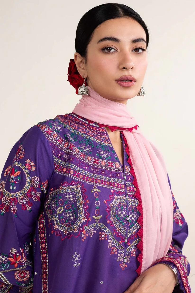 Zara Shahjahan - Unstitched Luxury Dhanak Heavy Embroidered 3PC Suit (SYT-120)