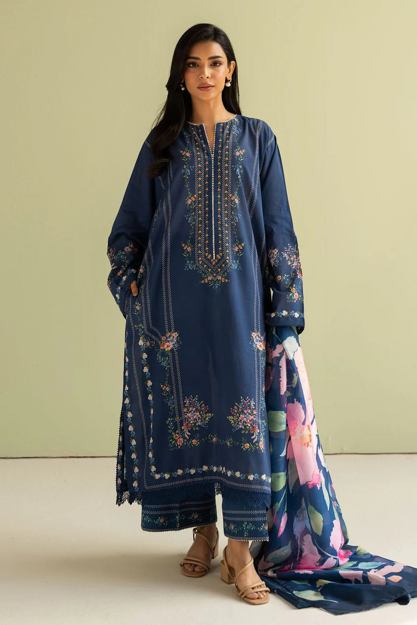 Zara Shahjahan - Unstitched Luxury Dhanak Heavy Embroidered 3PC Suit (SYT-123)