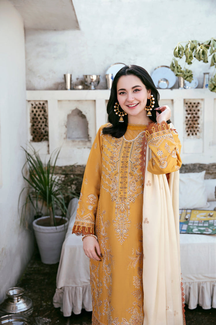 FLORENT - 3PC DHANAK EMBROIDERED SHIRT WITH DHANAK EMBROIDERED SHAWL AND TROUSER (SYT-132)