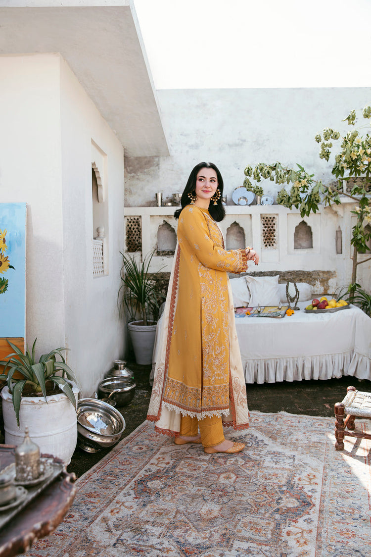 FLORENT - 3PC DHANAK EMBROIDERED SHIRT WITH DHANAK EMBROIDERED SHAWL AND TROUSER (SYT-132)