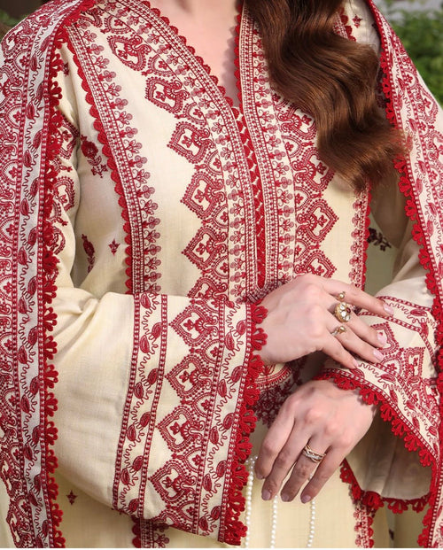 ANEELA’S UNSTITCHED WINTER DHANAK EMBROIDERED 3PC WITH DHANAK EMBROIDERED SHAWL (SYT-134)