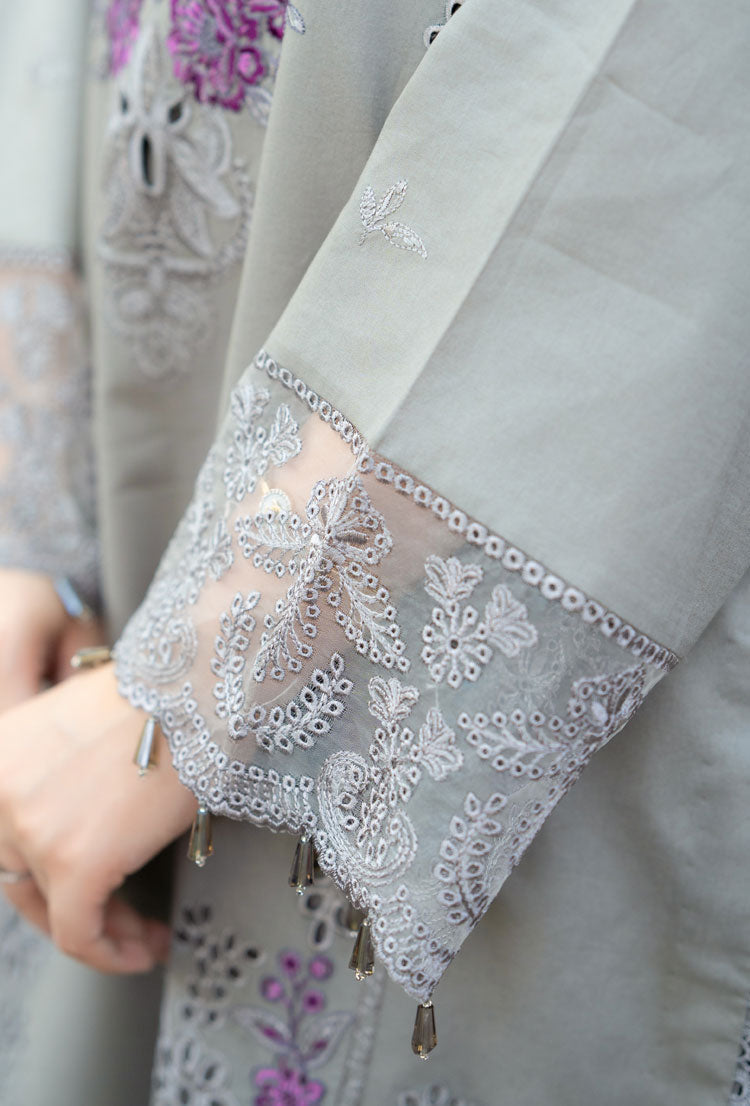 LIBAAS-3PC DHANAK EMBROIDERED SHIRT WITH CHIFFON EMBROIDERED DUPATTA AND TROUSER (SYT-135)