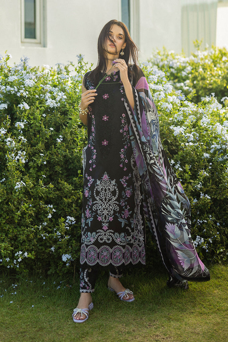 MUSHQ-3PC DHANAK EMBROIDERED SHIRT WITH COURTRAI PRINTED SHAWL & TROUSER (SYT-153)