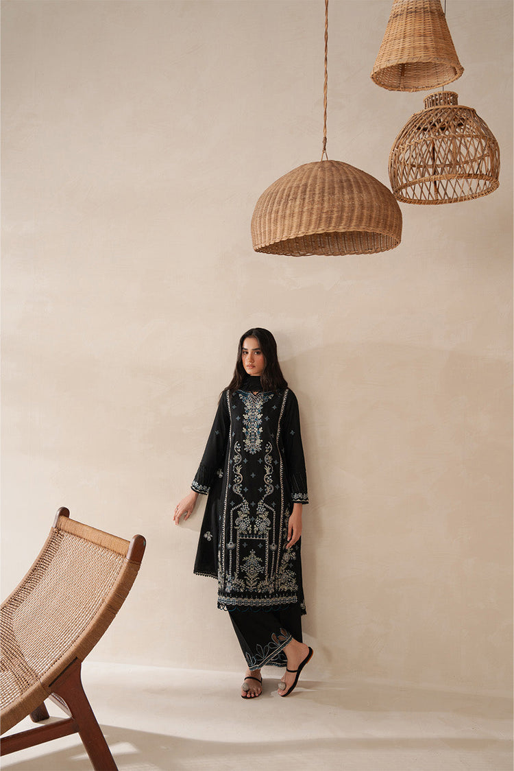 BEECHTREE-3PC KARANDI EMBROIDERED SHIRT WITH KHADDI NET EMBROIDERED DUPATTA AND EMB TROUSER (SYT-159)