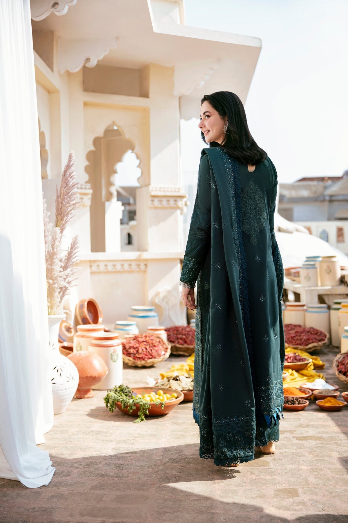 FLORENT-3PC DHANAK EMBROIDERED SHIRT WITH DHANAK EMBROIDERED SHAWL & TROUSER (SYT-161)