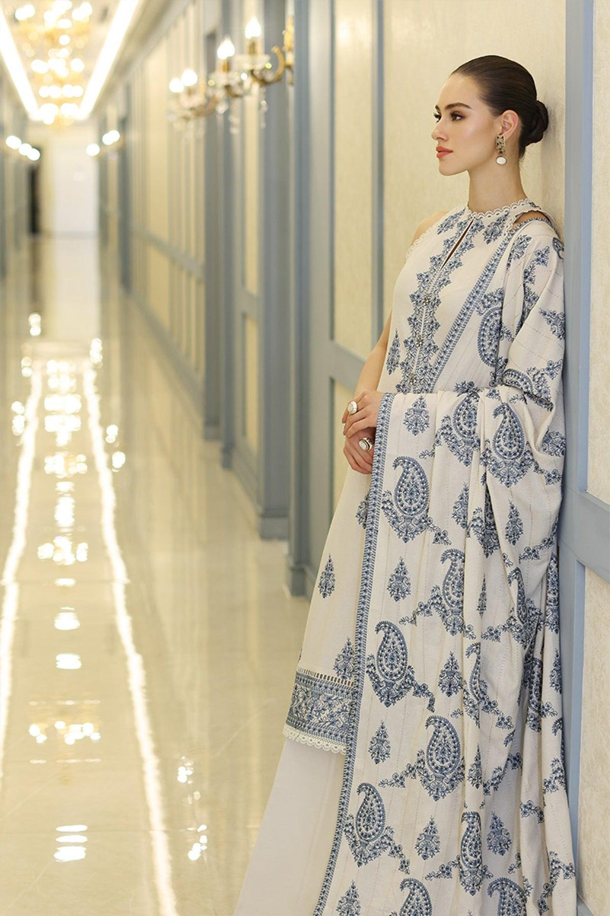 BAREEZE - UNSTITCHED WINTER DHANAK EMBROIDERED 3PC WITH HEAVY EMBROIDERED SHAWL (SYT-176)