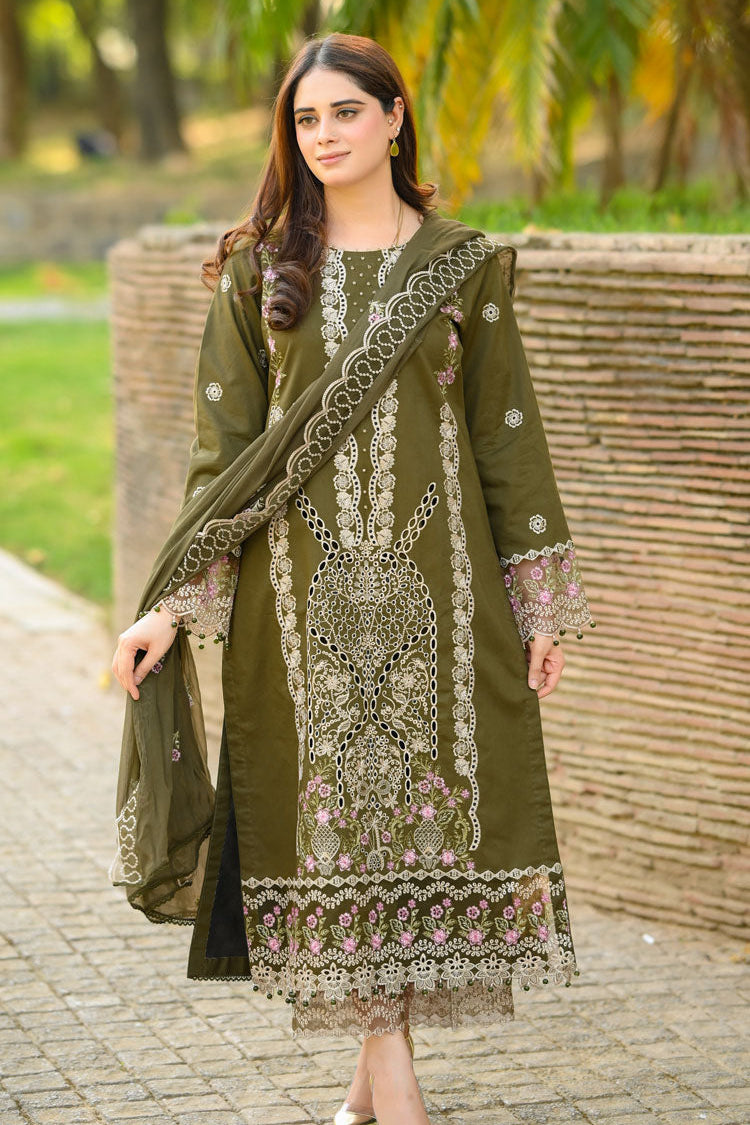 LIBAAS - UNSTITCHED 3PC KARANDI EMBROIDERED SHIRT WITH KARANDI EMBROIDERED SHAWL & EMB TROUSER (SYT-177)