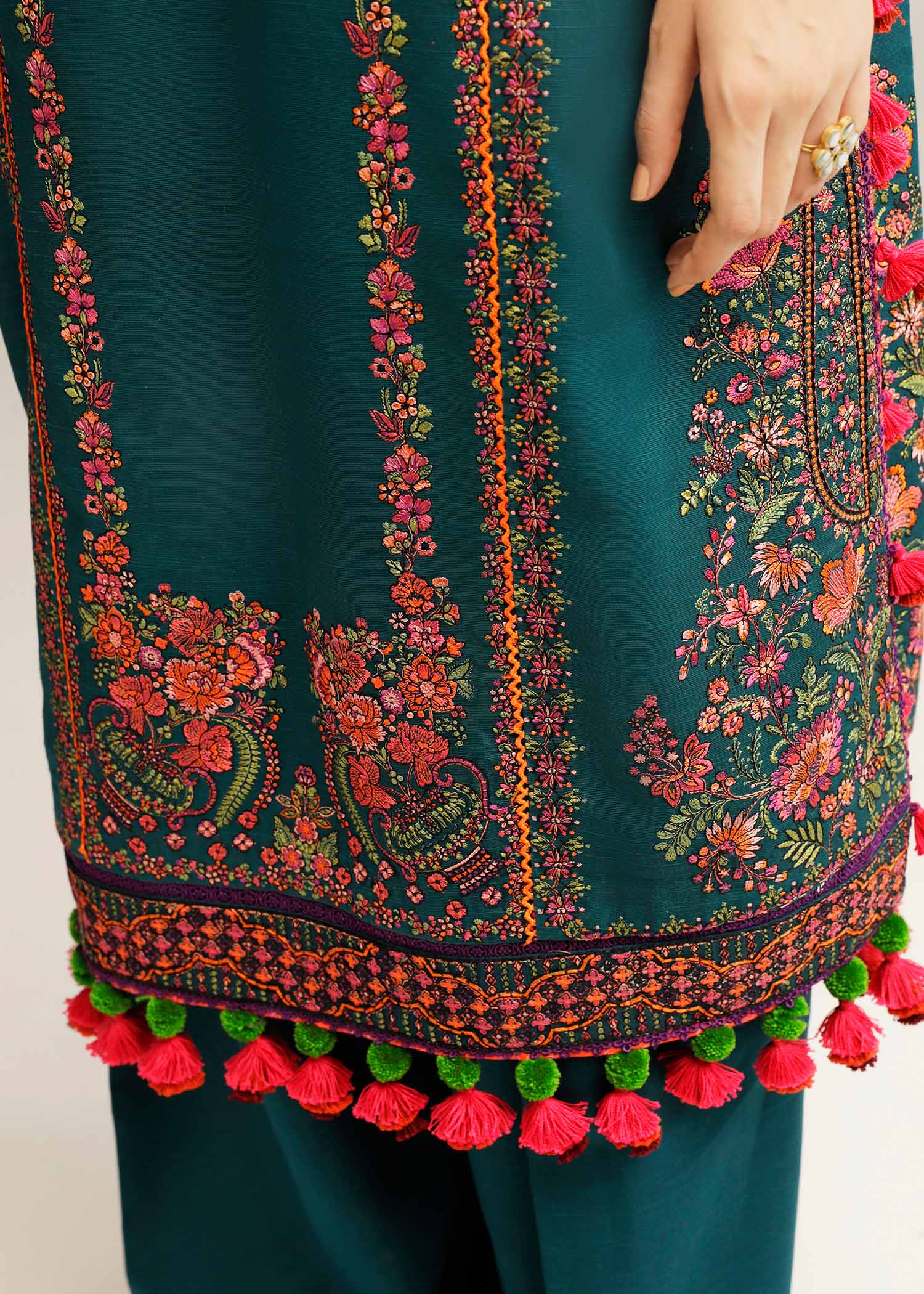 Hussain Rehar - UNSTITCHED 3PC Embroidered Dhanak Suit with Printed Shawal (SYT-179)