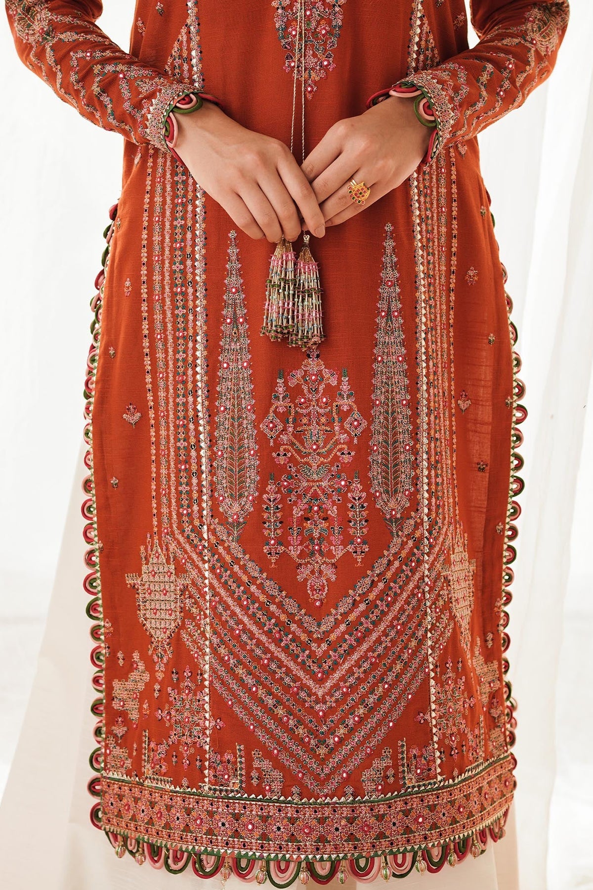 Hussain Rehar - UNSTITCHED 3PC Embroidered Dhanak Suit with Printed Shawal (SYT-180)