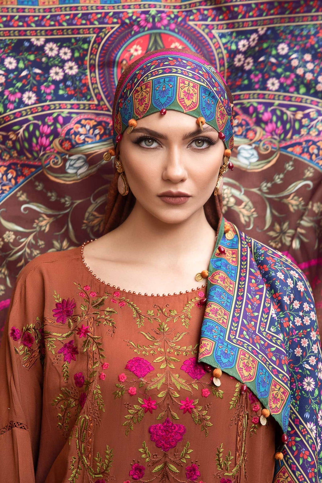 Maria B - Unstitched Embroidered Dhanak 3pc with Whool Shawal (SYT-186)