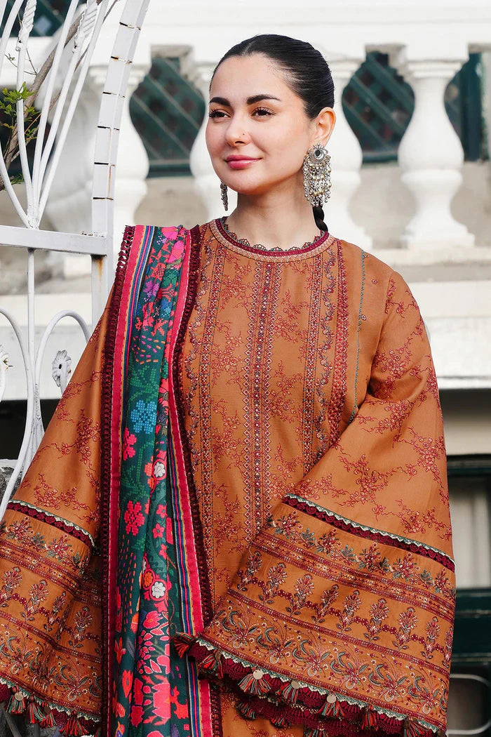 Hussain Rehar - UNSTITCHED 3PC Embroidered Dhanak Suit with Printed Shawal (SYT-189)