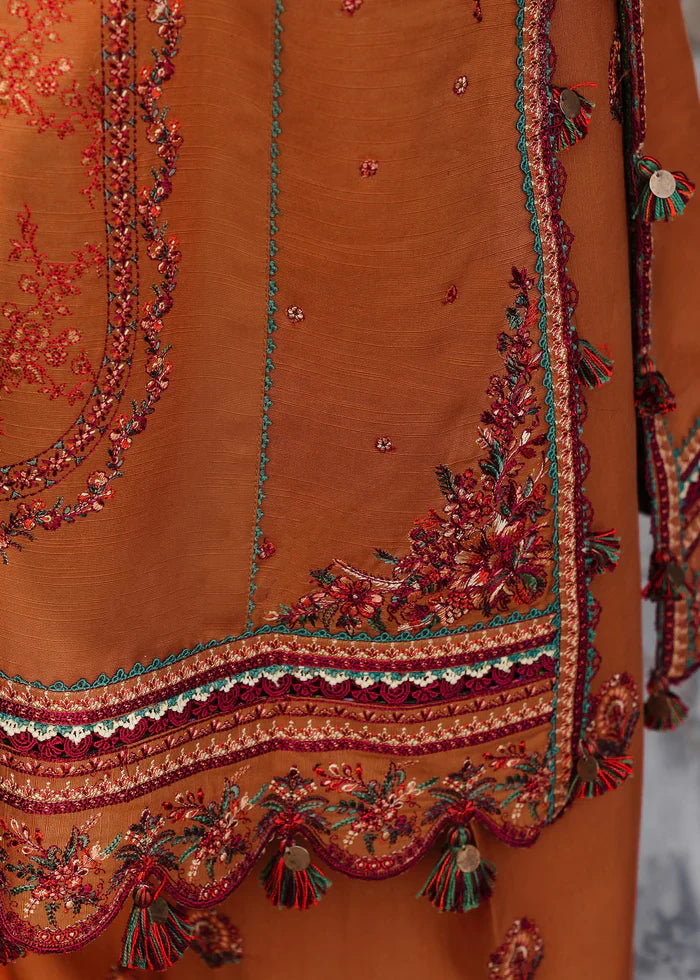 Hussain Rehar - UNSTITCHED 3PC Embroidered Dhanak Suit with Printed Shawal (SYT-189)