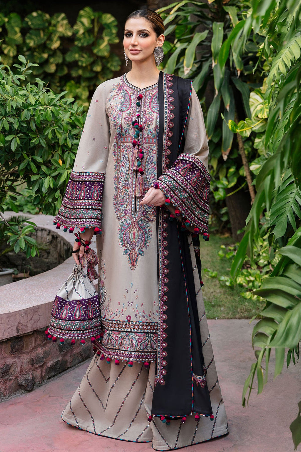 JAZMIN - UNSTITCHED Luxury Embroidered Dhanak 3pc with Embroidered Dhanak Emb Shawl (SYT-190)