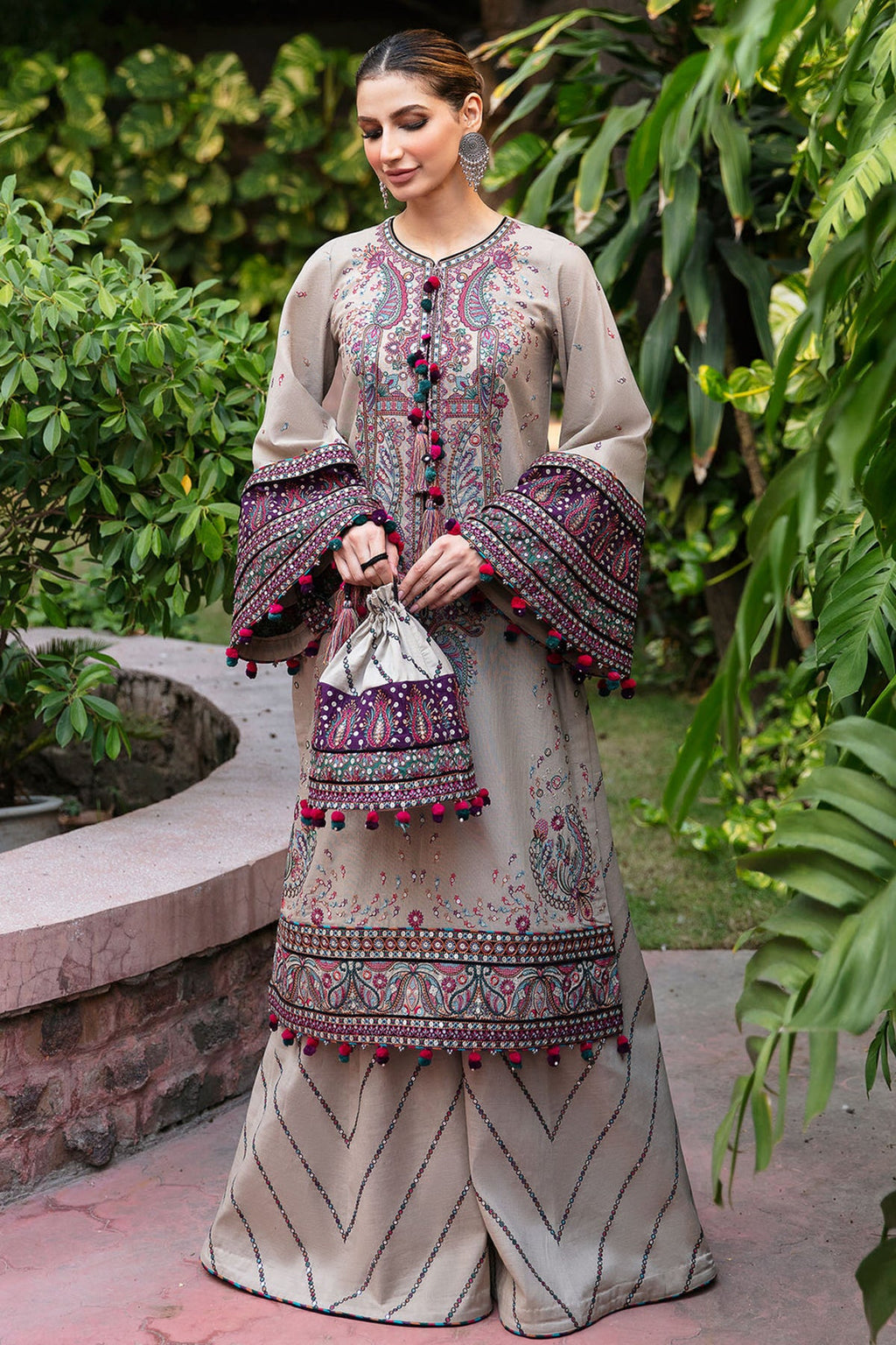 JAZMIN - UNSTITCHED Luxury Embroidered Dhanak 3pc with Embroidered Dhanak Emb Shawl (SYT-190)