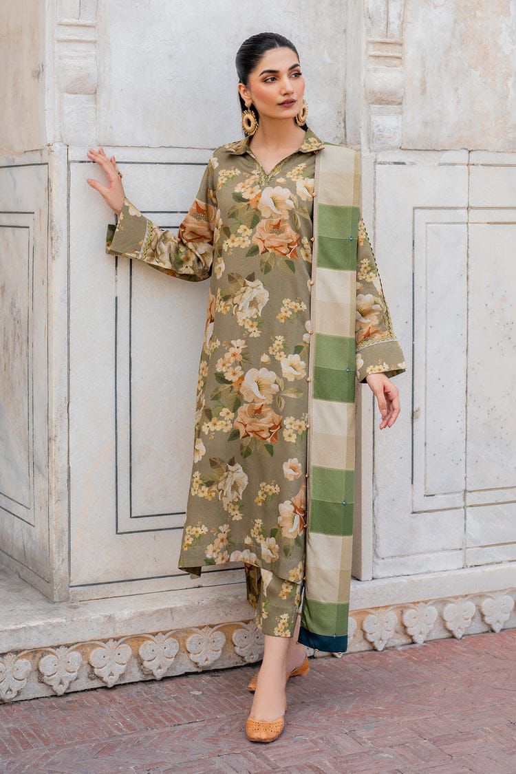 BAROUQE-3PC KARANDI PRINTED SHIRT WITH KARANDI PRINTED DUPATTA AND TROUSER