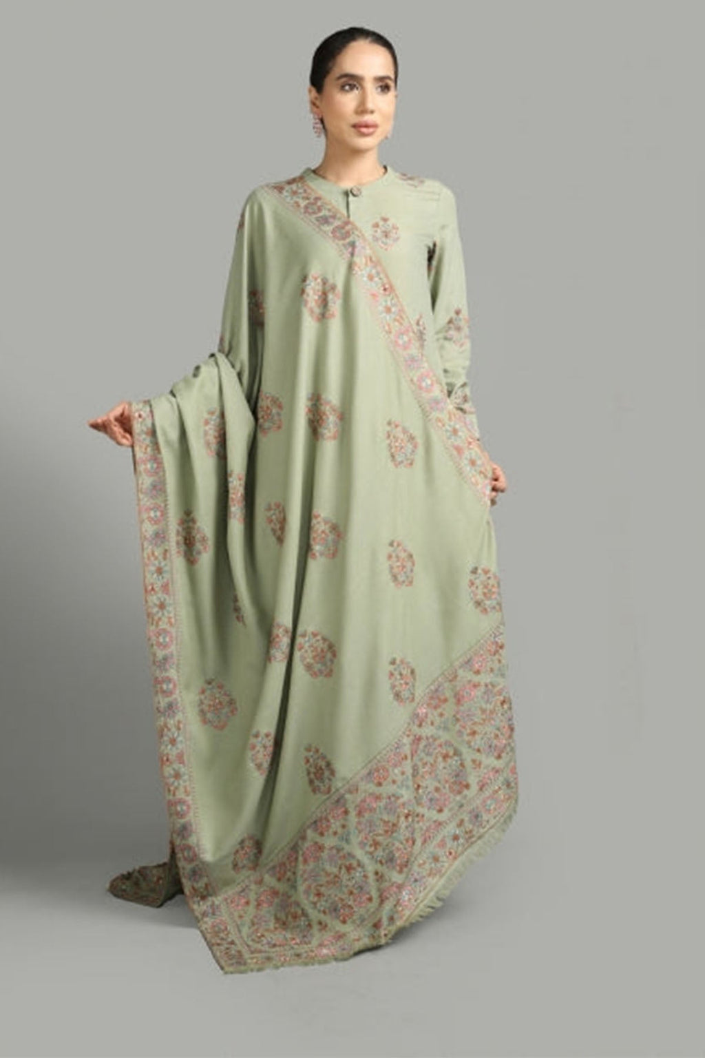 BAREEZE - UNSTITCHED 3PC EMBROIDERED DHANAK WITH EMBROIDERED SHAWL (SYT-193)