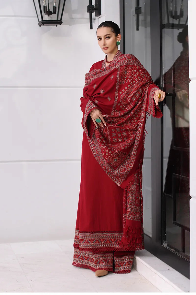 BAREEZE - UNSTITCHED 3PC EMBROIDERED DHANAK WITH EMBROIDERED SHAWL (SYT-194)